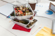 Healthy daily meals delivery in office, vegetable salad