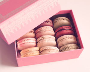 Wall Mural - Vintage french macarons in a box