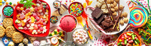 Panoramic Banner With An Assorted Colorful Candy