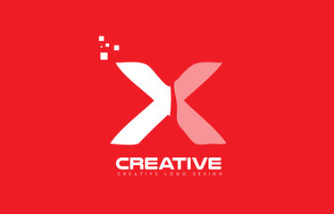 Alphabet letter X red technology white logo company design icon