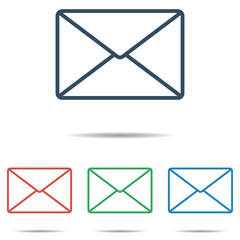 Wall Mural - envelope icon set - simple flat design isolated on white background, vector