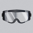 Isolated realistic ski goggles with transparent glass. 3d vector