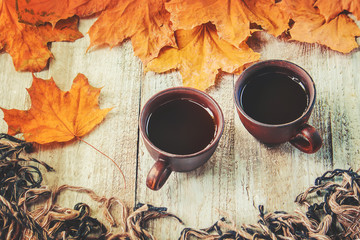 A cup of tea. Comfort. Selective focus.  