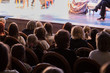 The audience in the theater watching a play. The audience in the hall: adults and children.