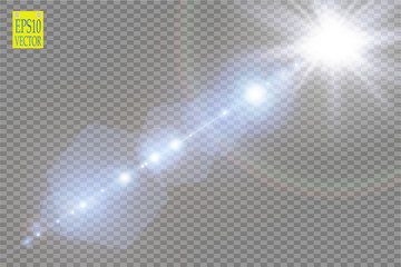 Wall Mural - vector transparent sunlight special lens flare light effect. sun flash with rays and spotlight