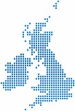 Fototapeta Mapy - Blue square shape United Kingdom map on white background. Vector illustration.