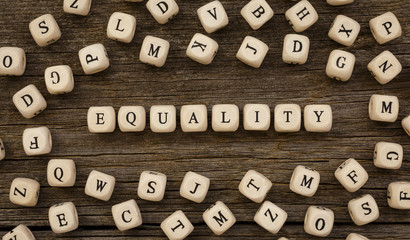 Poster - Word EQUALITY written on wood block