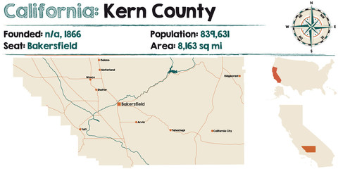  Large and detailed map of California - Kern County.