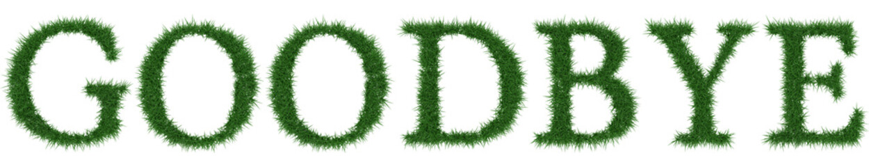 Fototapete - Goodbye - 3D rendering fresh Grass letters isolated on whhite background.