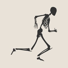 Wall Mural - Human skeleton running. Vector illustration. Halloween party design template