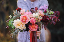 Autumn Themed  Wedding Floral Bouquet; Fall Flowers Bouquet