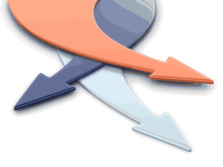 Poster - 3d image of arrows in different directions. Image with clipping path