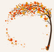 © ecco - Autumn background with a tree and a colorful leaves. Vector.