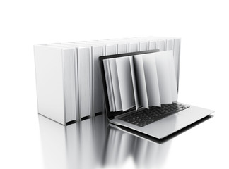 Poster - 3d Laptop computer with book pages