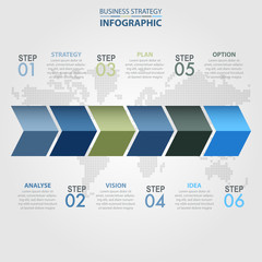 Wall Mural - 6 steps modern and clean Business Infographics design template