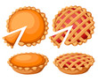 Pies Vector Illustration.Thanksgiving and Holiday Pumpkin Pie. Happy Thanksgiving Day traditional pumpkin pie with whipped cream on the top Web site page and mobile app design vector element