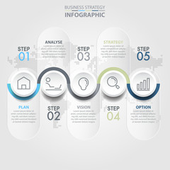 Wall Mural - 5 steps modern and clean Business Infographics design template