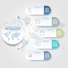 Wall Mural - 5 steps modern and clean Business Infographics design template
