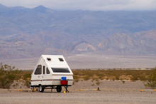 Small Camper Trailer In Death Valley
