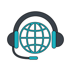 global customer service call center related icon image vector illustration design 