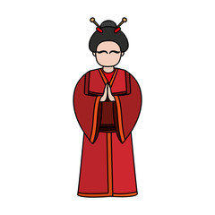 Sticker - geisha japan related icon image vector illustration design 