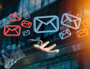 Poster - Approved email and spam message displayed on a futuristic interface - Message and internet concept