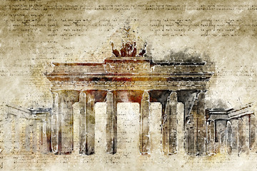 brandenburg gate in modern and abstract vintage look