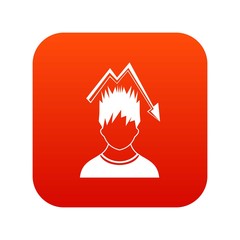 Poster - Man with falling red graph over head icon digital red