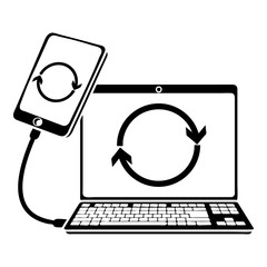 Poster - connection smartphone icon, simple black style