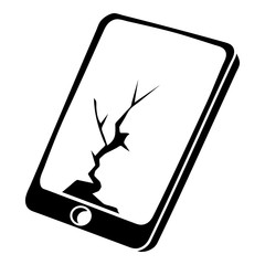 Canvas Print - Crack screen smartphone icon, simple black style