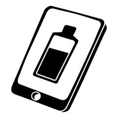 Poster - battery charging smartphone icon, simple black style