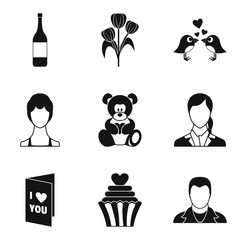 Poster - Amour icons set, simple style