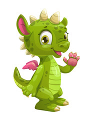 Wall Mural - Little cute cartoon green dragon.