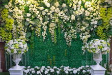 Beautiful Artificial Flowers Arrangement For Backdrop Wedding Ceremony Or Wedding Scene