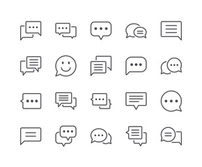 minimal set of chat bubble line icons