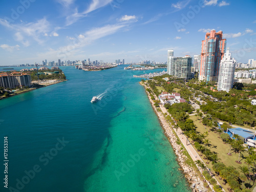 Plakat Południe Plażowy Miami widok z lotu ptaka, Floryda usa