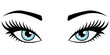 Blue female eyes isolated on white background.