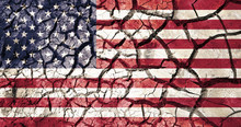 American Flag On Cracked Ground Background