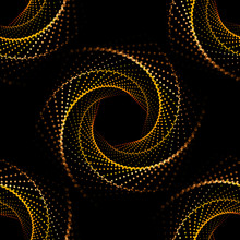 Geometric Seamless Pattern Of Gold Spiral Dots. Modern Vector Illustration Without Transparency.