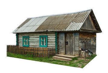 Old wooden rural house isolated