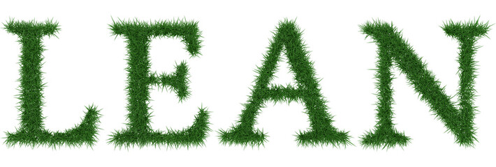 Fototapete - Lean - 3D rendering fresh Grass letters isolated on whhite background.