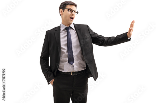 Fotomural Businessman making a refuse gesture