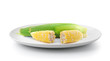 corn in a plate isolated on a white background