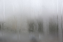 Window With Condensate Or Steam After Heavy Rain, Large Texture Or Background