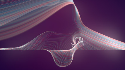 Aufkleber - Digital colored lines abstract background. 3d rendering
