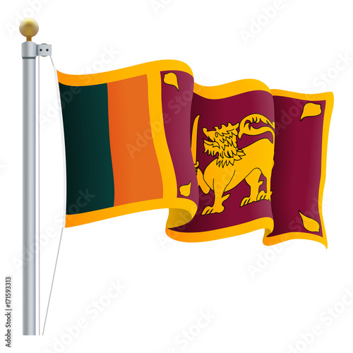 Waving Sri Lanka Flag Isolated On A White Background Vector