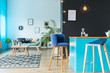 © Photographee.eu - Blue suede bar stools