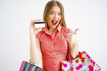 Pretty girl with shopping bags