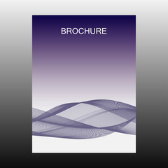 Aufkleber - Brochure. Cover of the booklet. Template design leaflets. Blue line, strip, wave, flow. Vector illustration.