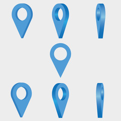 Leinwandbilder - Location icon. Set of 3d mapping pins. Vector illustration.